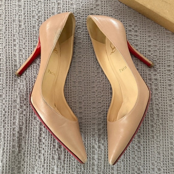Christian Louboutin Apostrophy Nude 100 NAPPA Pumps - Picture 4 of 11